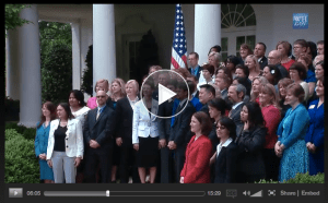 Article image: Still from video of White House Rose Garden ceremony.