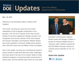 Maine DOE Updates - Nov. 14, 2011 Newsletter image