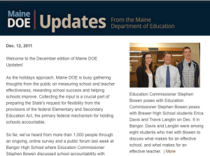 Maine DOE Updates - Dec. 12, 2011 Newsletter image