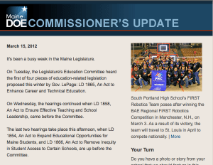 Commissioner's Update - March 15, 2012 Newsletter image