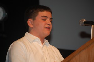 Tim Walsh of Kennebunk High School presents at the 2012 MLTI Student Conference.