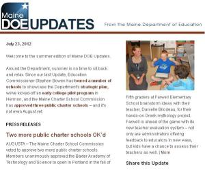 Maine DOE Updates, July 2012