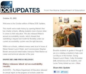 Maine DOE Updates – October 15, 2012 Maine DOE Updates – October 15, 2012