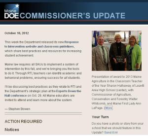Commissioner’s Update – October 18, 2012