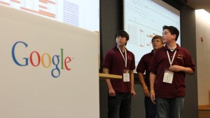 Students present at Google conference in New York City.