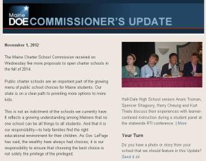 Commissioner’s Update – November 1, 2012
