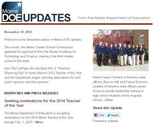 11.19 Maine DOE Updates – November 2012