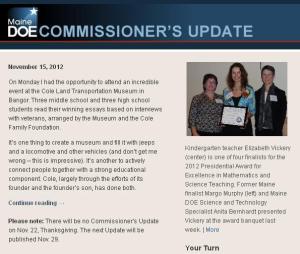 Commissioner’s Update – November 15, 2012