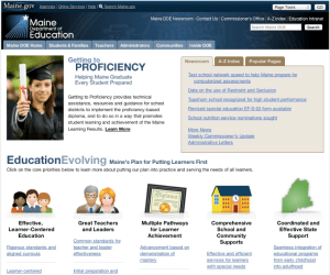 Screenshot of redesigned Maine DOE homepage.