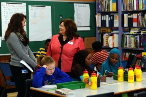 Maine DOE Acting Commissioner Rachelle Tome during a visit earlier this year to Montello Elementary School in Lewiston
