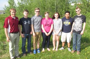 Maine FFA Blast Off Leadership Training Participants. From left to right: Rick Henningfeld, National FFA Trainer; Clark Bradbury, Mars Hill FFA Vice President; Jordan White, Maine FFA Secretary-Treasurer; Dayna McCrum, Maine FFA President; Isabelle Wright, Mars Hill FFA President; Jason Gurley, Maine FFA Vice President; Devin Grant, Presque Isle FFA President.