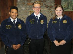 Maine FFA Officers from left to right: Vice President Jason Gurley,  Secretary-Treasurer Jordan White, and President Dayna McCrum. 