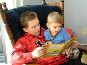 Cole reading to Frankie