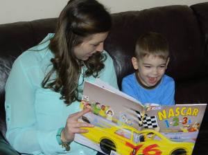 Paige reading to frankie