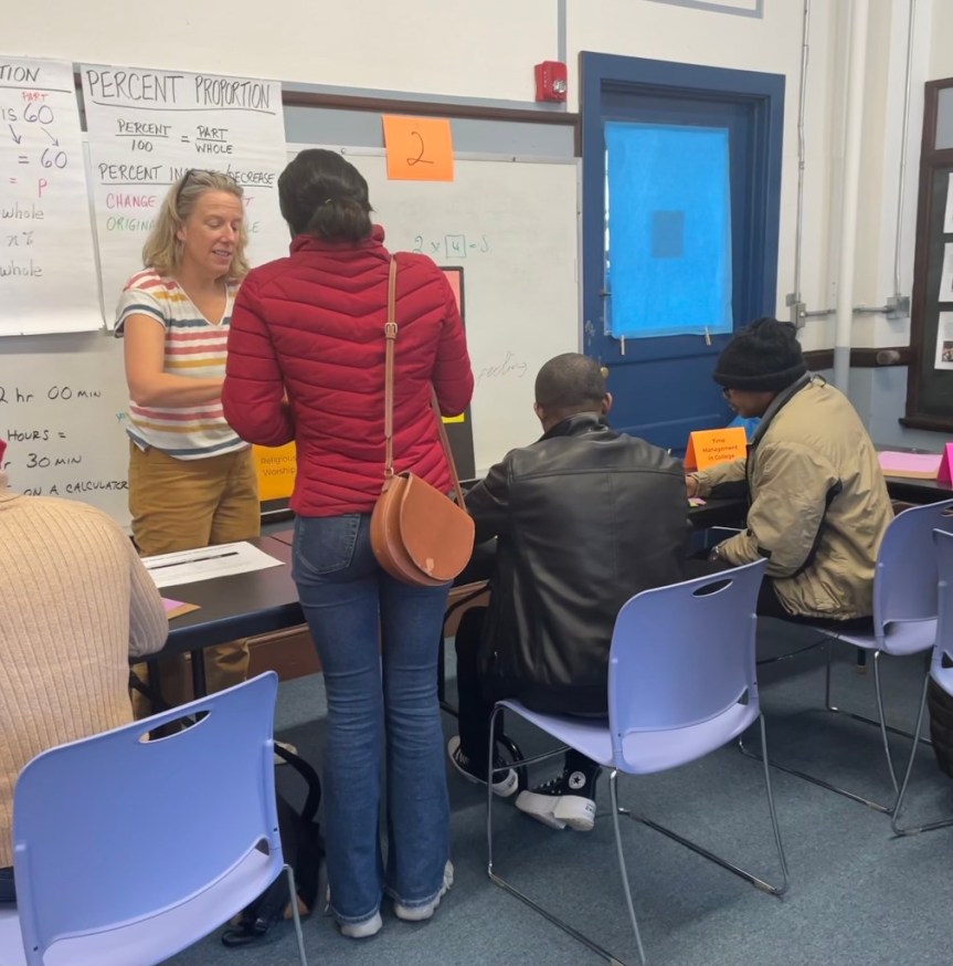 Alice Shea (College and Career Success Coordinator) at a time management station.