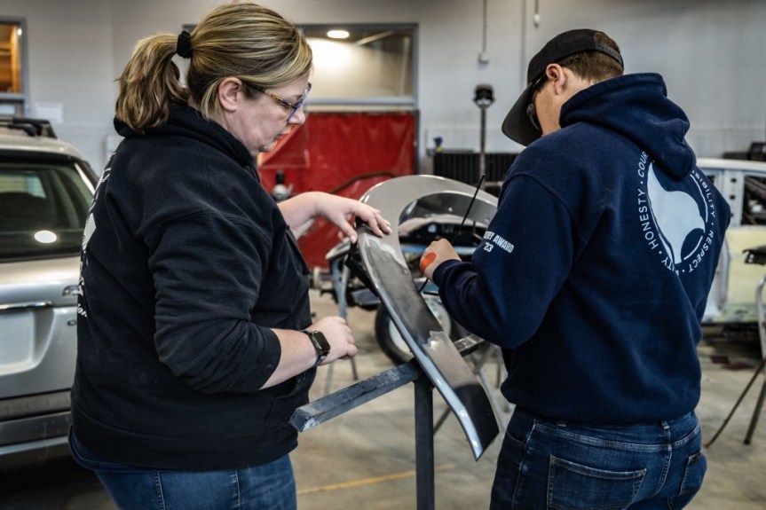 Danica Wooster working with a student