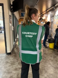 Lydia from Sanford Regional Technical Center shows off her Courtesy Corp Vest.