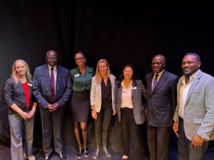 Left to Right: Jane Armstrong, Maine DOE State ESOL Specialist; Martial Nboubou, Ambassador of the Central African Republic to the United States; Ayesha Hall, Maine DOE Director of Strategic Partnerships; Page Nichols, Maine DOE Chief of the Office of Innnovation Melanie Junkins, Maine DOE Multilingual and Bilingual Education Specialist; Noel Nelson Messone, Ambassador of the Gabonese Republic to the United States; and Charles Mugabe, Director of Refugee Services, Catholic Charities of Maine