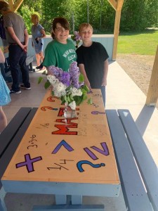table with math painted on it