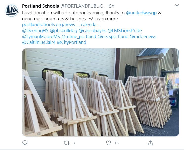 social media post thanking community partner for donation