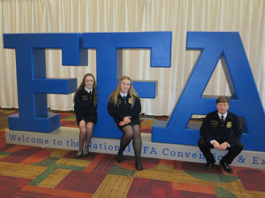 Maine’s FFA State Officer team: Ava Cameron, Camryn Curtis, Graham Berry.