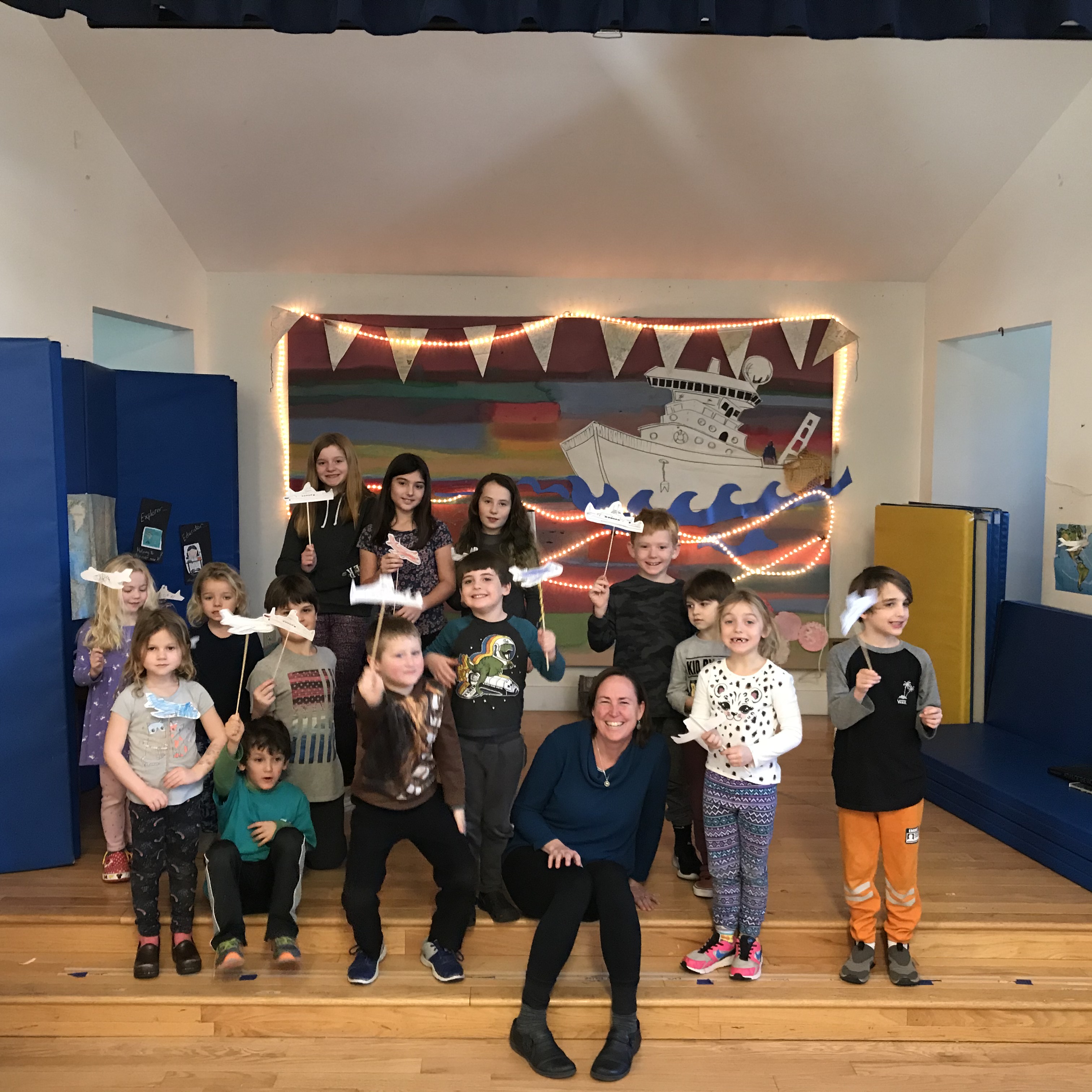 Marci Train with students