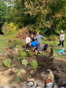 Students in a garden