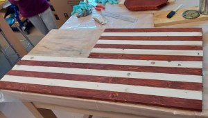 A finished student independent project from wood and stain