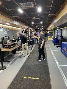 A young person tries out BIW’s virtual reality equipment.