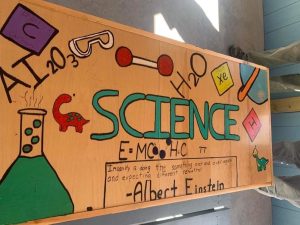 table with science painted on it