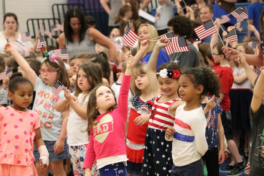 Students with flags