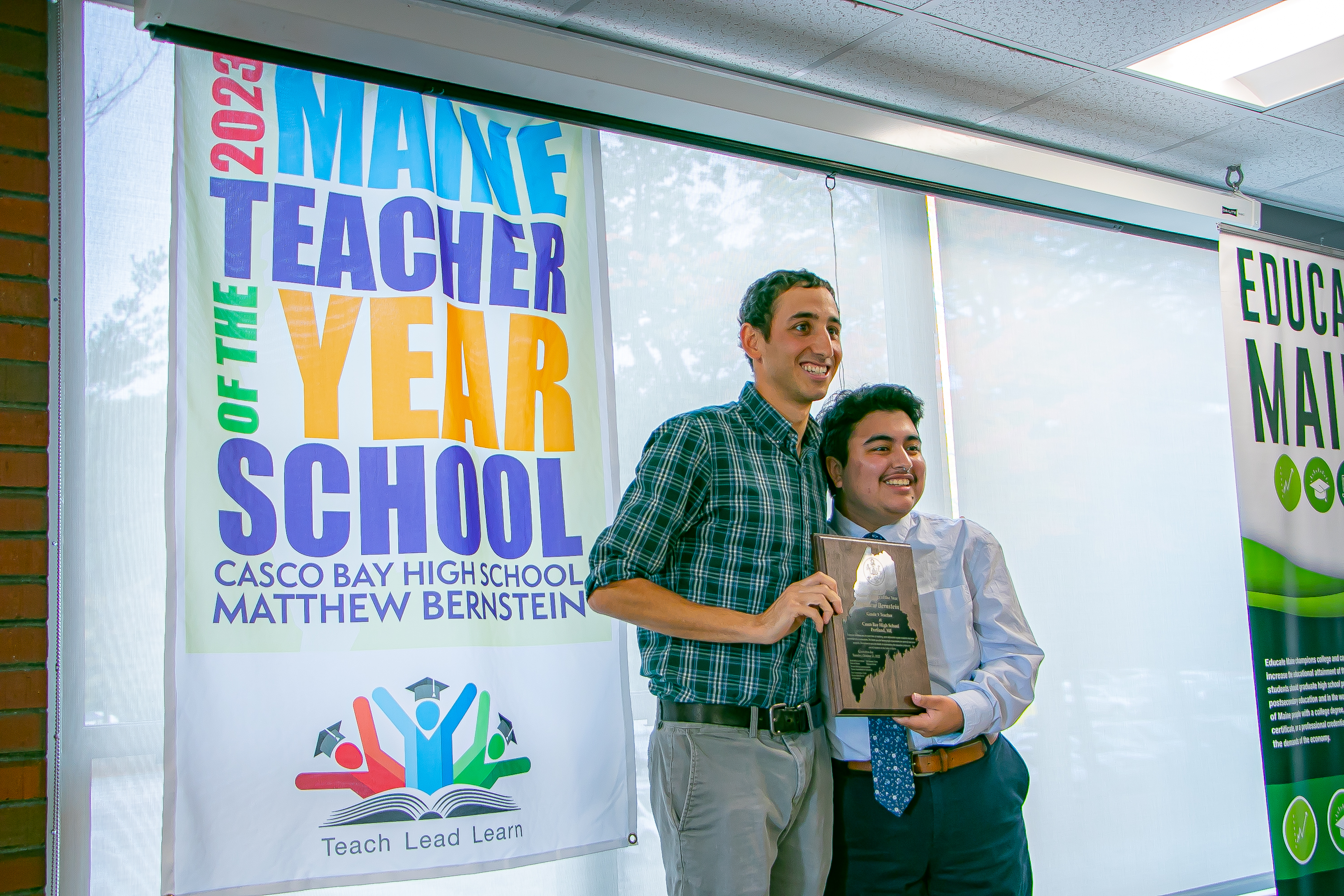 Matt Bernstein with the student who nominated him