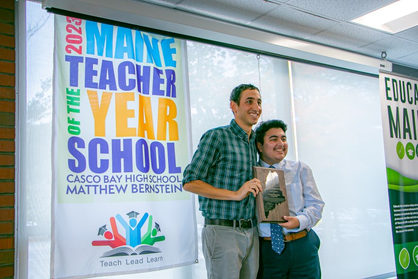 Matt Bernstein with the student who nominated him