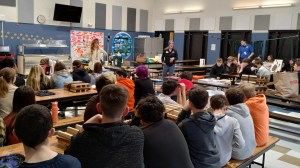 Students engage in learning about Maine's Atlantic Seafarms seaweed harvesting program.