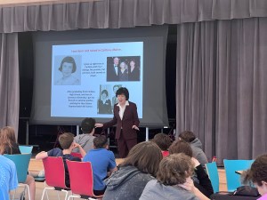 Senator Susan Collins sharing about her life from Caribou to Washington D.C.