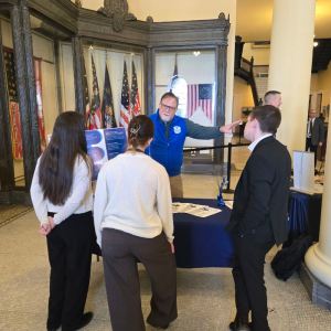 Brian Langley, Bridge Academy speaking with students during the event.
