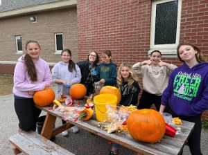 Students Carving Pumpkins