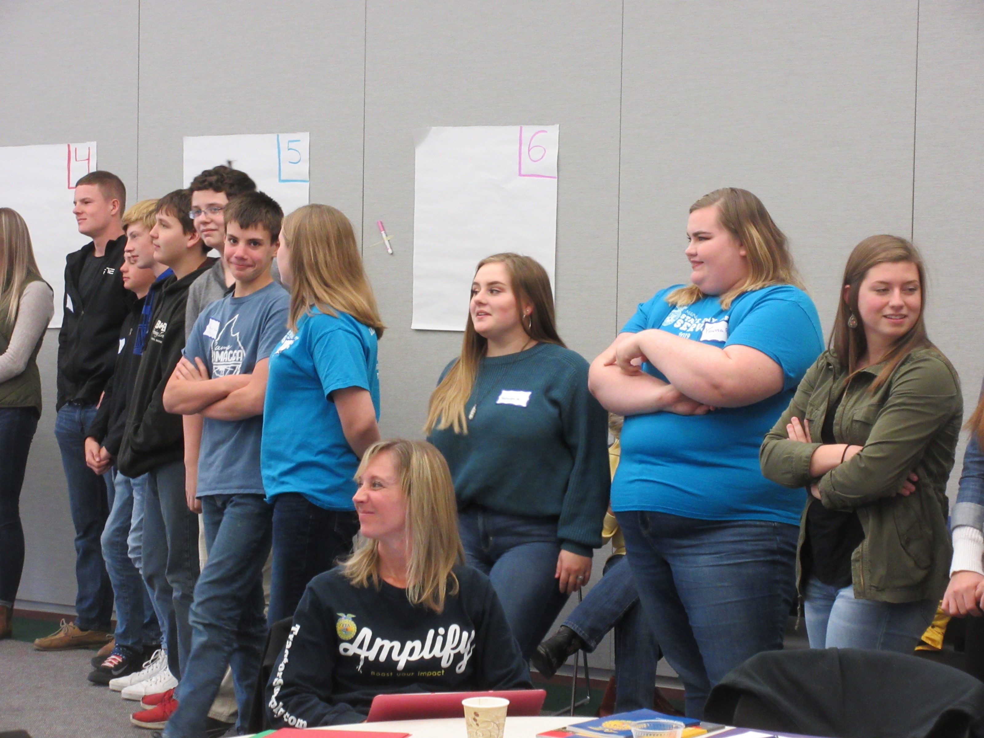 : FFA leaders participate in an activity emphasizing the importance of high quality communication.