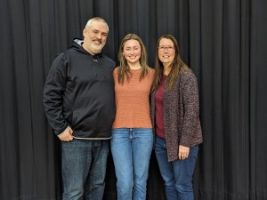 Claire Ouelette with her parents Josh and Karen Ouelette