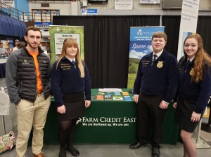 Maine FFA State Officers visit with Jameson Little, Credit Analyst at Farm Credit East, a major Maine FFA sponsor