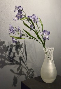 A 3D printed vase made from recycled plastics turned into filament.