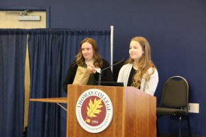 Abby Bolvin and another student from the Thomas Educators Rising Chapter