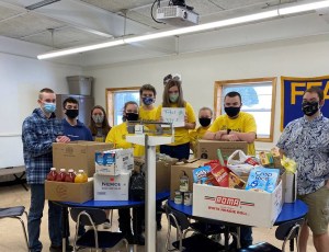 Washburn FFA students with donated food collection