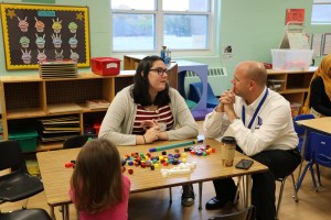 Mr. Finn talking with a student from LRTC.