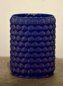 A 3D-printed tumbler made with filament created from recycled plastics. The filament can be made in any color.