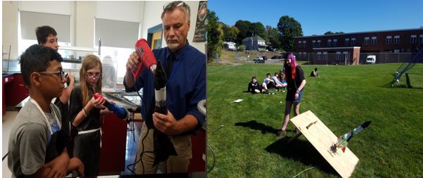 Mr. Walton’s science class was studying Newton’s Laws, drag, thrust and stability building water rockets: New Innovation Record -460 feet