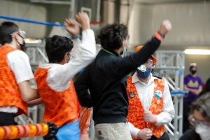 Victorious members of the Orange Chaos team