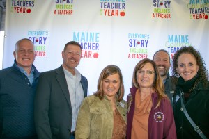 L-R: Tim Doak (RSU #39 Superintendent), Leland Caron (Caribou Community School Principal), Heather Anderson (2022 Aroostook CTOY), Jane McCall (RSU #39 Assistant Superintendent), Travis Barnes (Caribou Community School Assistant Principal), Kim Barnes (2019 Aroostook County CTOY)