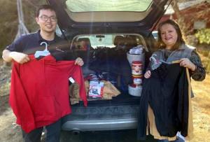 Willie and Jared Grenier of Maine Agriculture in the Classroom deliver items to the Waterville Homeless Shelter