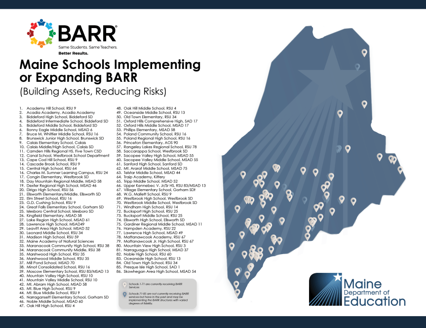 71 Maine Schools Begin BARR Model Implementation to Increase Student and Staff Wellbeing and Increase Academic&nbsp;Achievement
